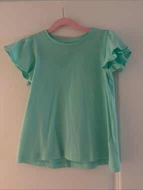 J. Crew Factory Girls' Mint Green Ruffle Sleeve Tee